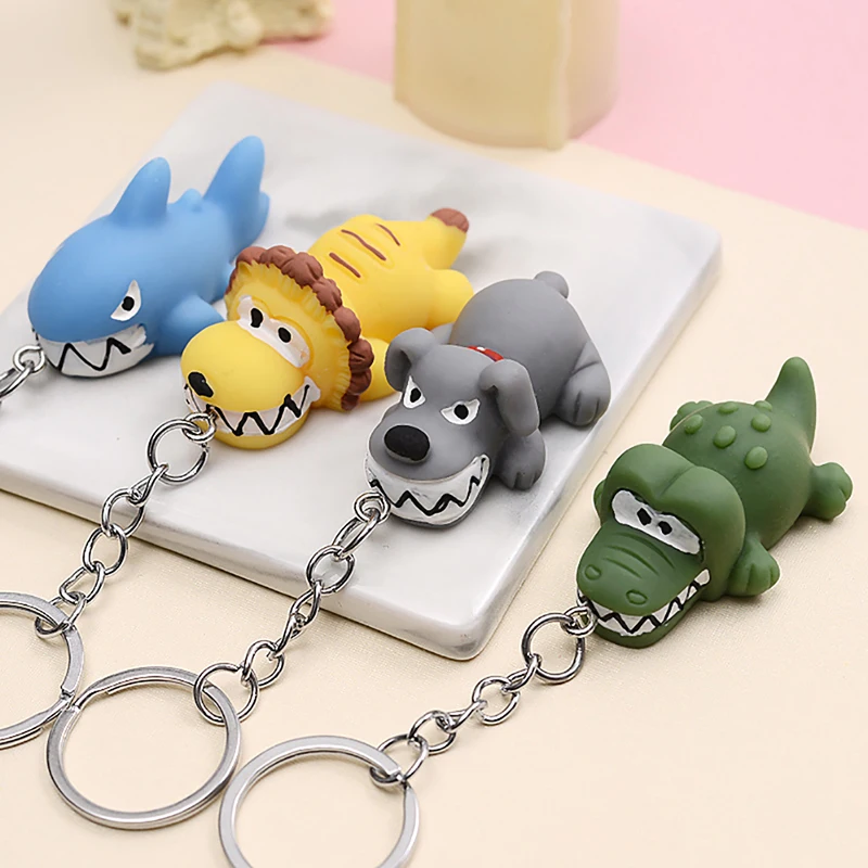 Niedlichen Cartoon Spaß Löwe Alligator Hund Tier Schlüssel bund Mode Handy Tasche Spaß Anhänger Schmuck Zubehör Auto Schlüssel anhänger Schmuck