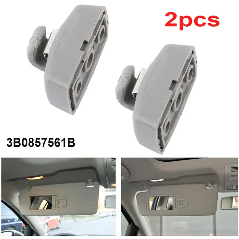2PCS Car Sunshade Latch Sun Visor Hook Clip Bracket 3B0857561 3B0857561B Gray For SEAT Ibiza Leon SKODA Fabia Superb Octavia