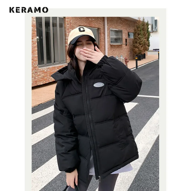 Women\'s Vintage Harajuku Long Sleeve Outerwear Hood Maxi X-Long Parkas Casual Solid Color Jacket 2023 Winter Retro Warm Coat