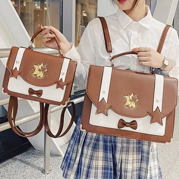 

Japanese Sweet Cute Bow Messenger Bag Women Embroidered Bear Large Capacity Handbag Ladies Preppy Style JK Student Backpack 2025