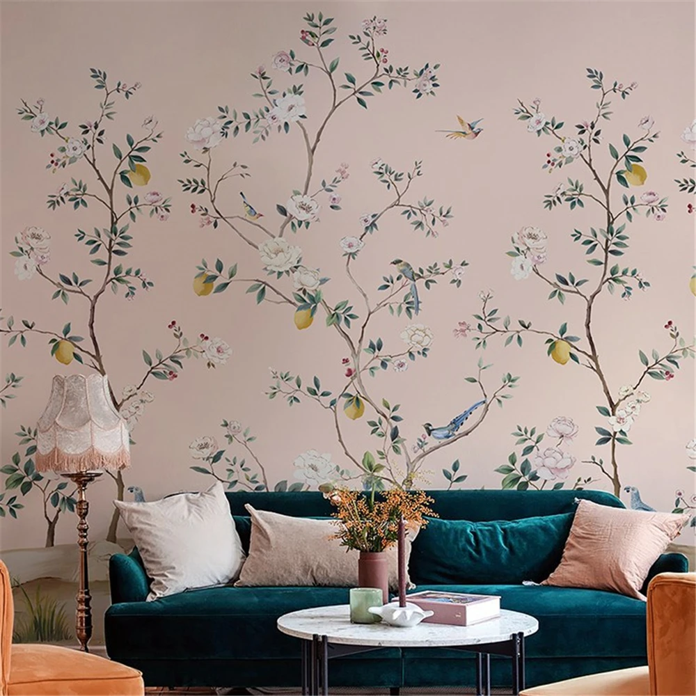 Custom American flowers birds murals TV background wallpapers for living room bedroom sofa wall paper 3D restaurant wallpaper