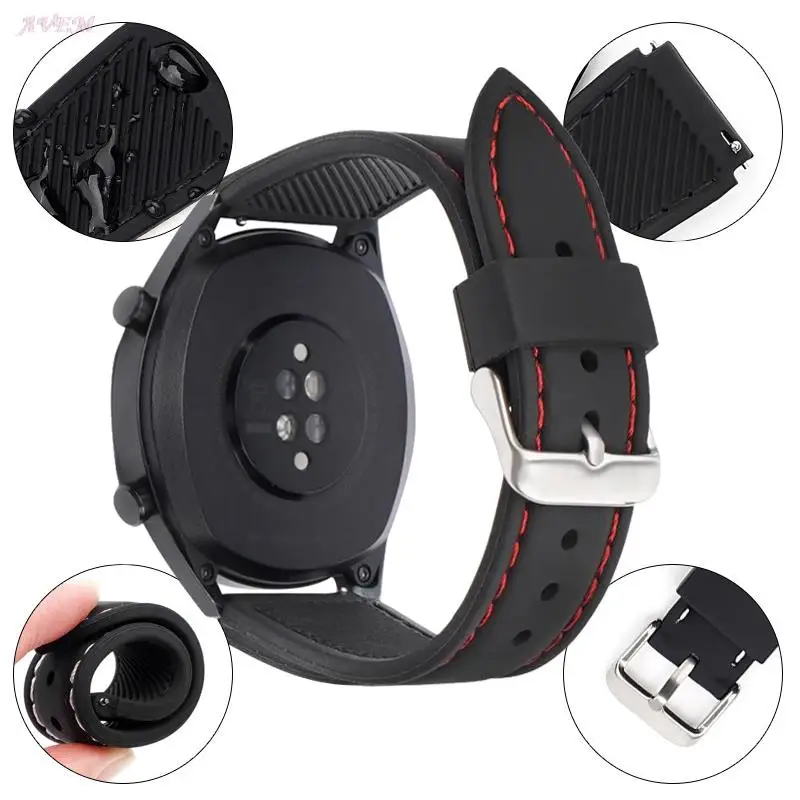 コネクテッドウォッチ用防水シリコンストラップ,Huawei gt 2およびSamsungGalaxy Watch 4および5 pro用ユニバーサルバンド,18mm, 20mm, 22mm, 24mmクイックリリース