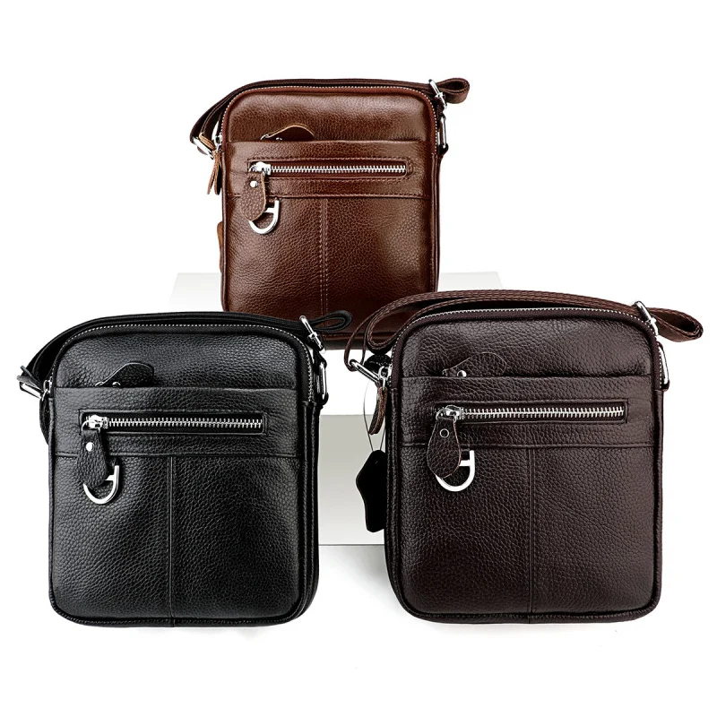 Fashion Men's Cow Leather Shoulder Bag Man Crossbody Phone Bag Casual Male Top-handle ipad Bag For Men Large Capacity