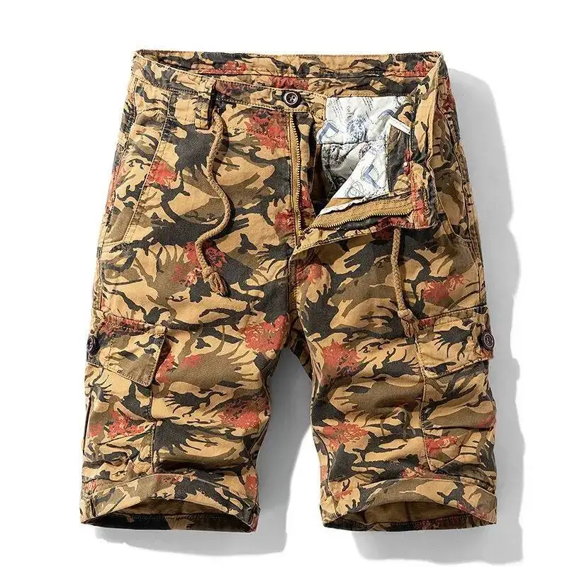 

Summer New Camouflage Tactical Khaki Jogger Military Cargo Cotton Casual Loose Men Shorts