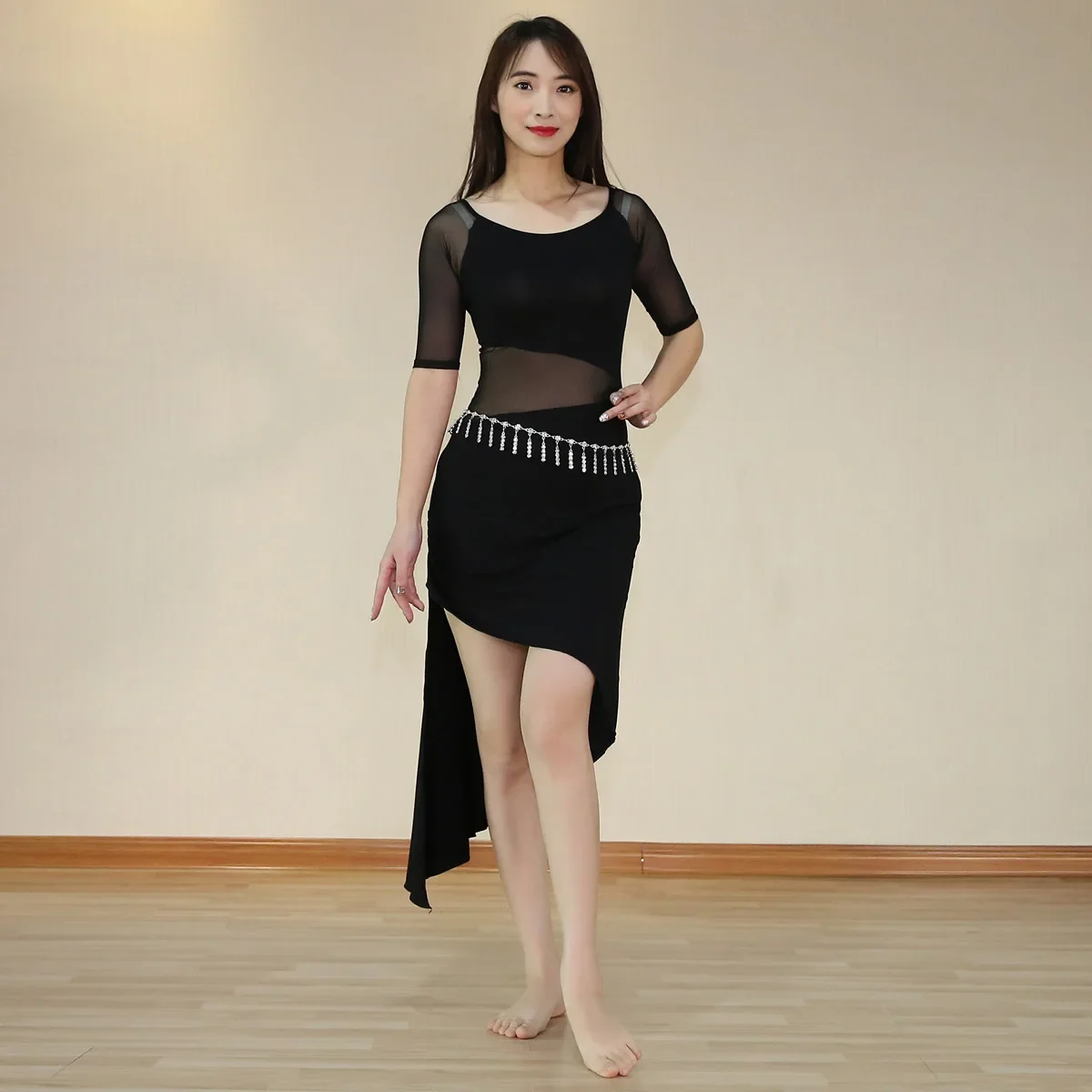 1 개/몫 여성 bely 댄스 복장 레이디 트레이닝 댄스 의상 솔리드 댄스 모달 드레스