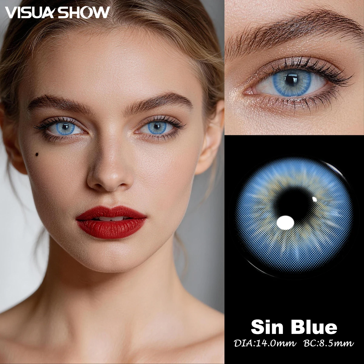 VISUASHOW Sin Brown Natürliche Kontaktlinsen mit Sehstärke 14,0 mm Kleine Pupille Weiche Farblinse für Tägliches Augen-Make-up – Detail 2