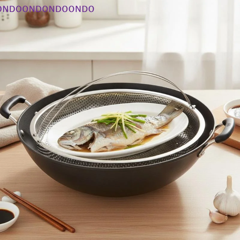 Stainless Steel Steamer Basket With Portable Handle Perforated Design For Home