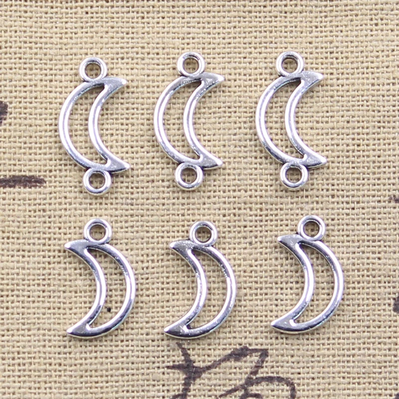 50pcs Antique Silver Moon Link Charms for DIY Crafts