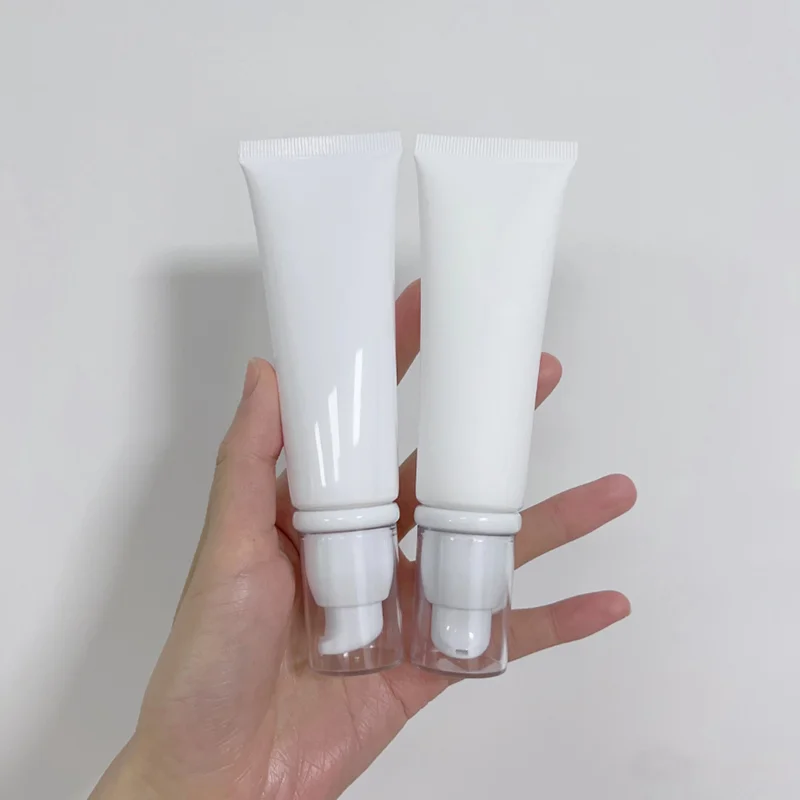 10-100pcs Empty 50ml/g Soft Tube White Bottle Squeeze Hose Foundation Lotion BB Cream Serum Cosmetic Container With Vacuum Pump