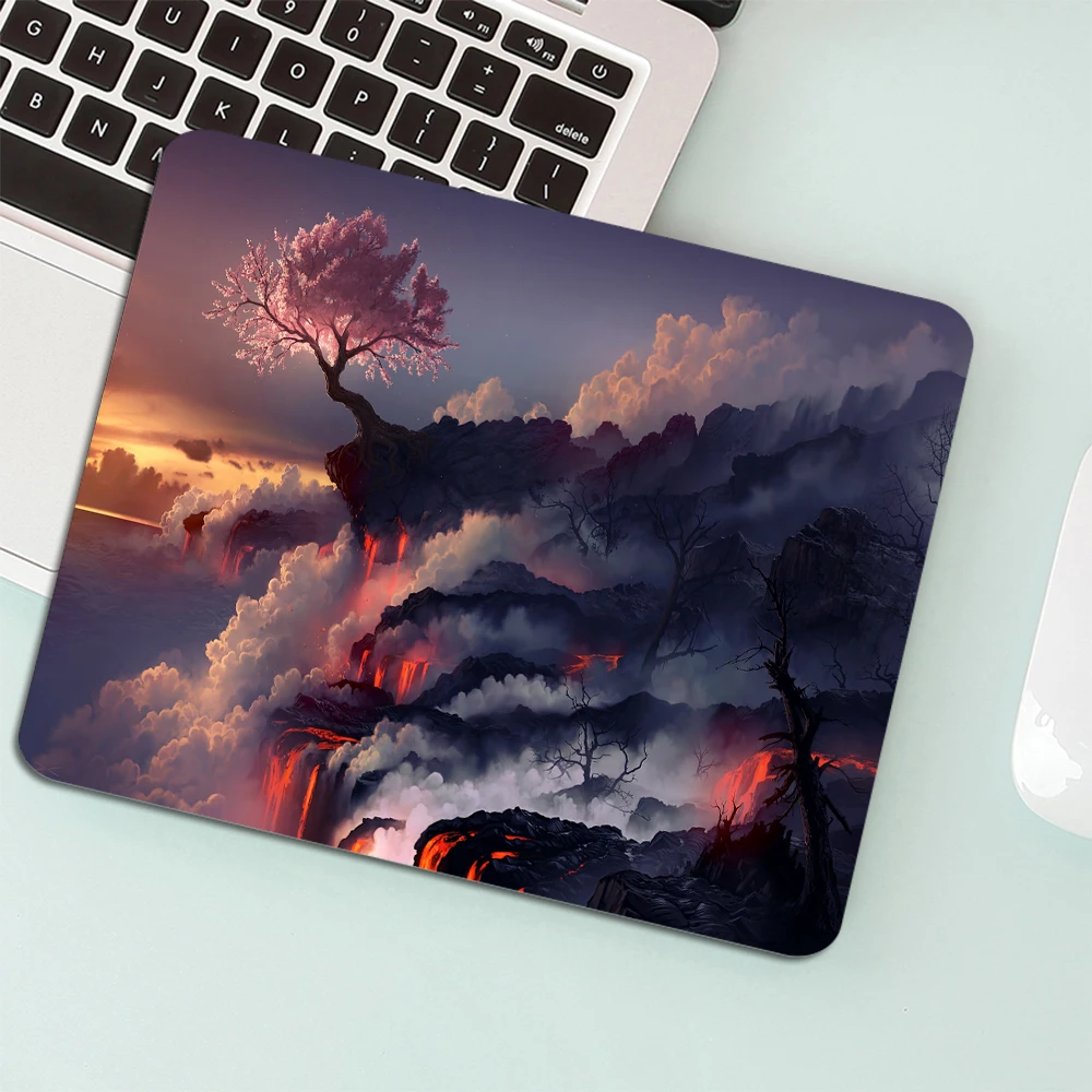 Anime Vime Cherry Tree RGB Gaming Large Mouse Pad Gamer Led Computer Mousepad Pink with Backlight Carpet for Keyboard Desk Mat