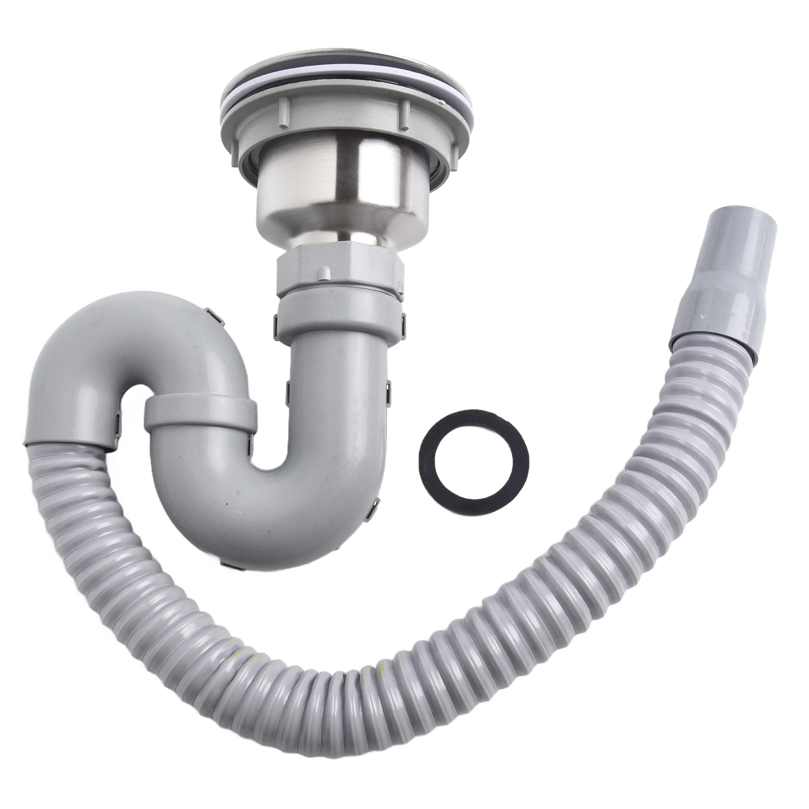 Single Tank Drain Sink Strainer Head S Bend Storage Water Stainless Steel Uninstall Water Pipe Sewer ABS Plastic