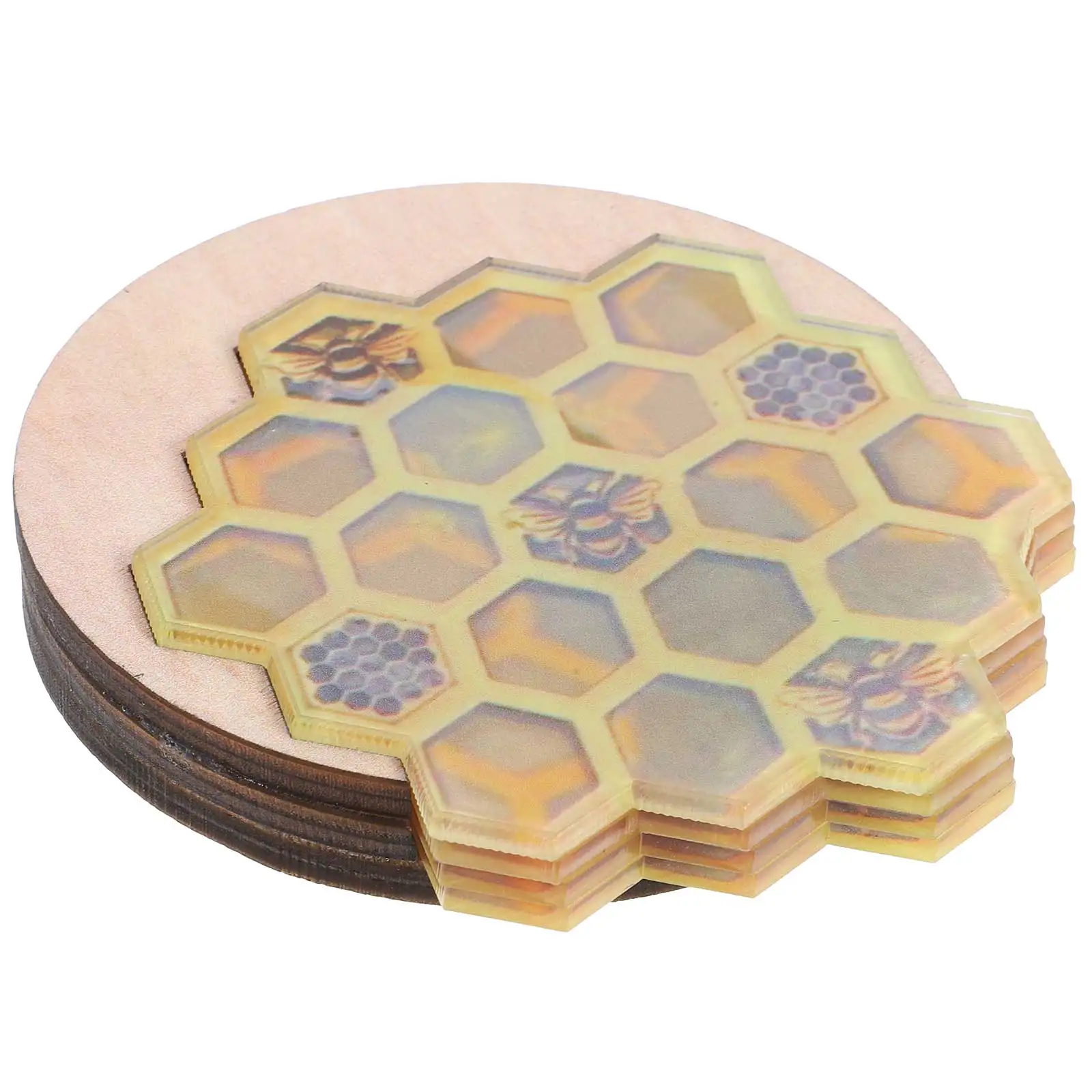 

4 Pieces Honeycomb Resin Drink Table Cup Coaster Cup Drinks Coaster Mats Mat Protective Home Office Bar Decor Gift