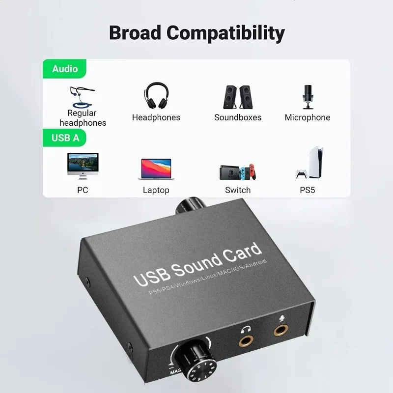 

USB-C Sound Card Audio External 3.5mm Microphone Audio Adapter Soundcard for PS4 PC Laptop Headset USB Sound Card