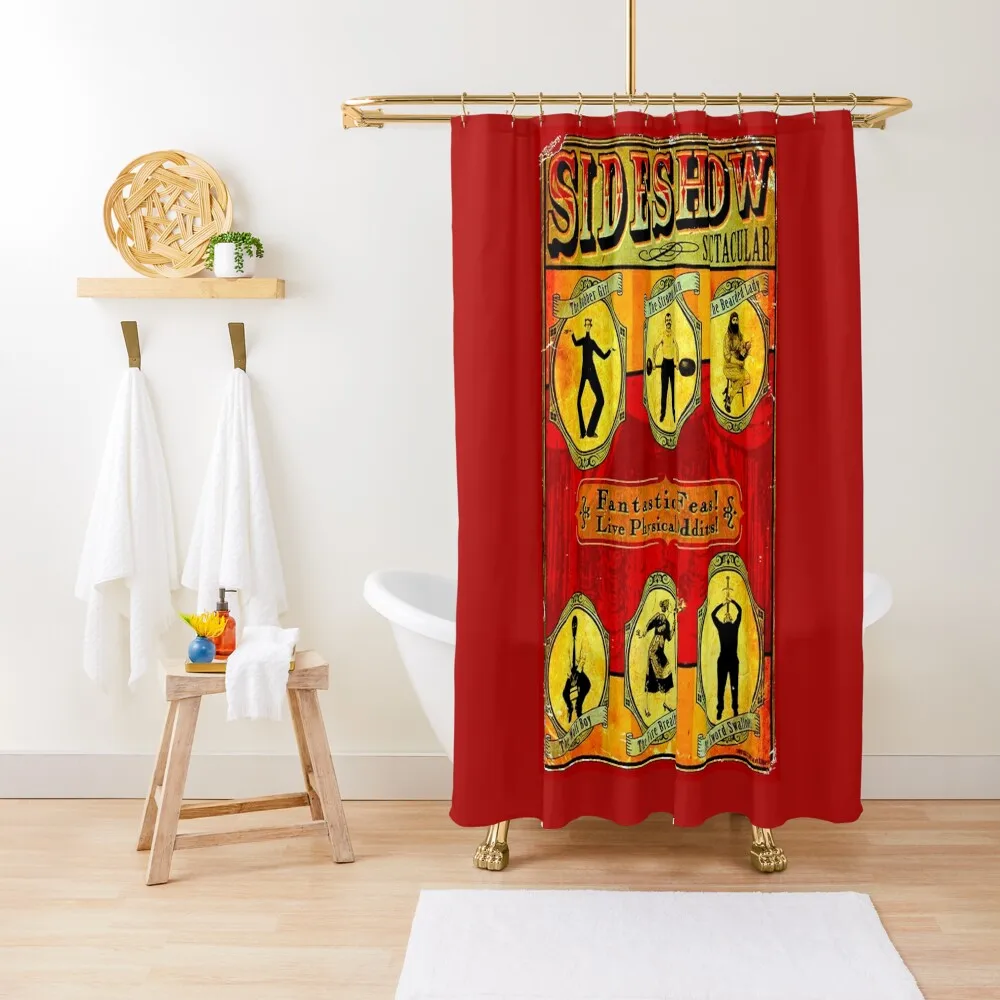 SIDESHOW SPECTACULAR; Vintage Circus Advertising Print Shower Curtain Waterproof Bath And Anti-Mold For Bathroom Shower Curtain