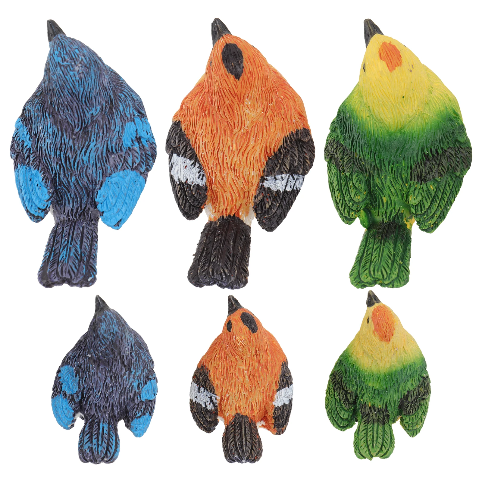 

6 Pcs Resin Imitation Birds Decoration Small 3 Medium 3 DIY Art Crafts Mini Landscape Adornment Bonsai Ornament