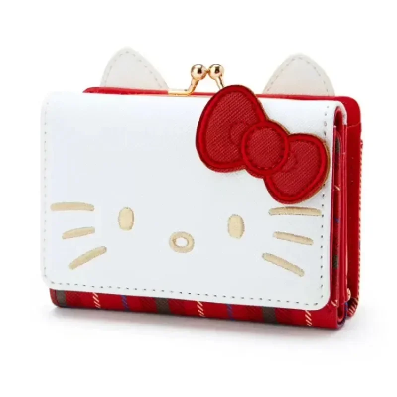 2024 New Sanrio Hello Kitty Bag Kawaii Cinnamoroll My Melody Kuromi Casual Fashion PU Leather Wallet Cute Folding Light Card Bag