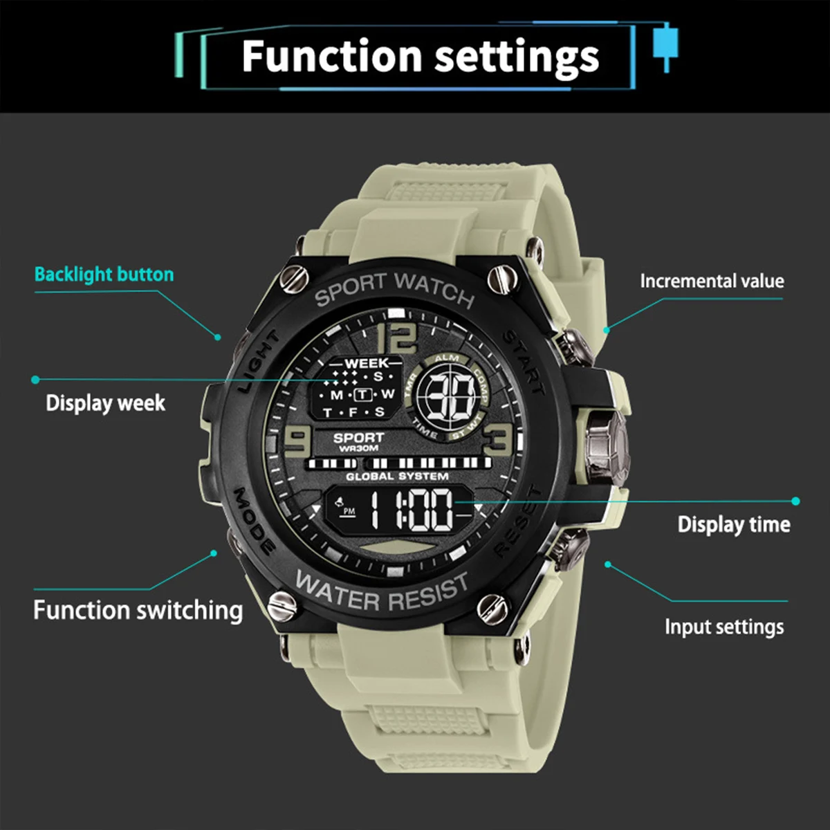 Good-looking Concise Fashion Electronic Wristwatch Men Women Adult Students Outdoor Sports Timing Luminous Watch Alarm