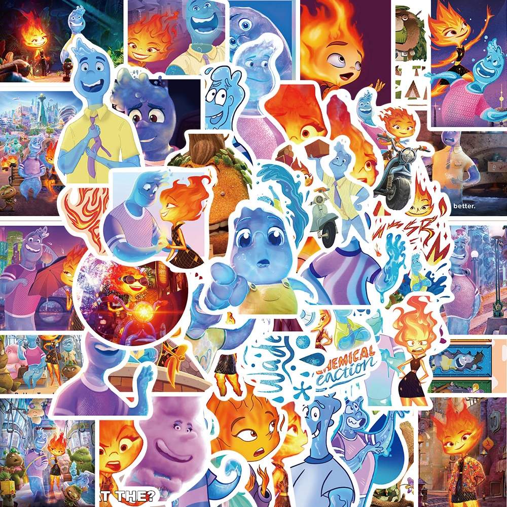 10/30/50PCS Disney Movie Elemental Stickers for Kids Toys Cartoon Waterproof Graffiti Water Bottle Laptop Car Cool Sticker Packs