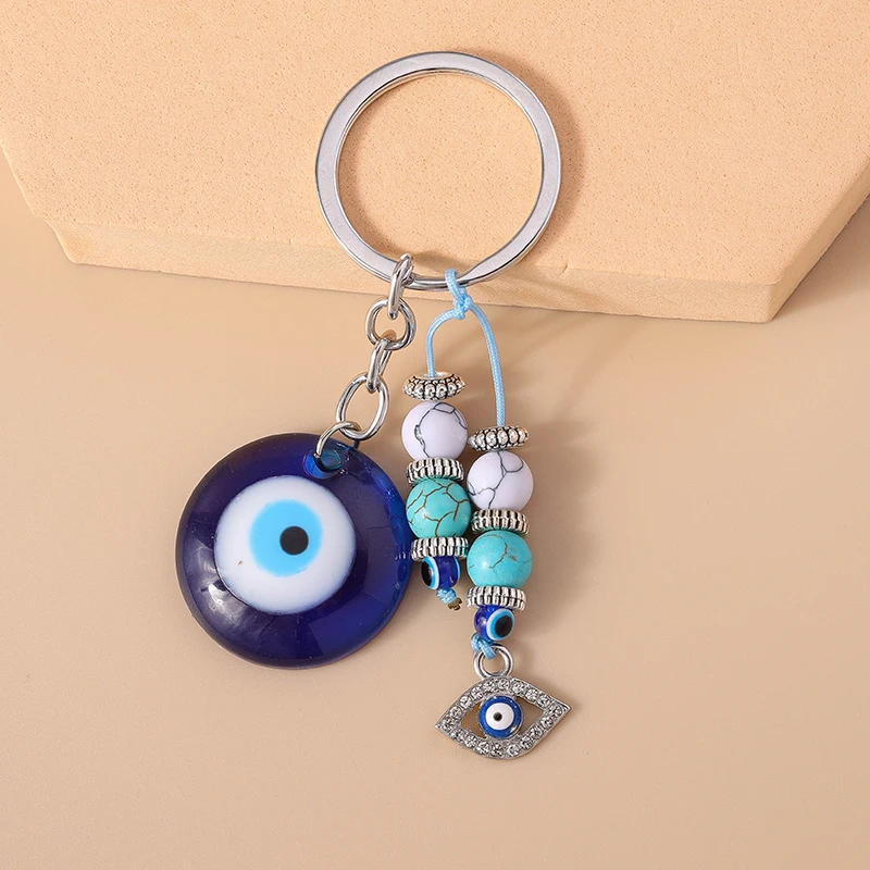 Modischer Schlüsselanhänger mit Bösem Auge und Mond für Autoschlüssel, Damen- und Herren-Handtaschenanhänger, Schlüsselringe, Accessoires, DIY-Schmuck, Geschenke – Detail 7