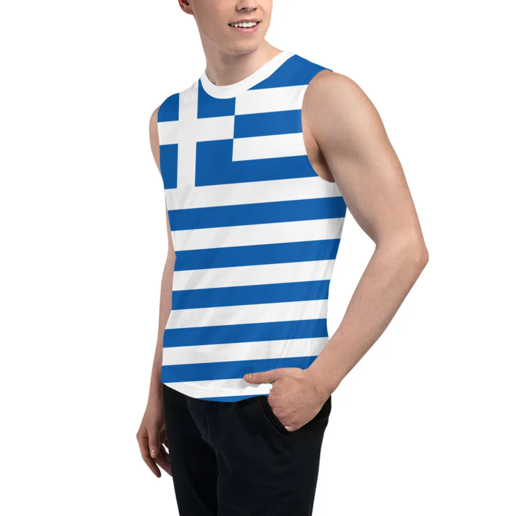 Sleeveless T-shirt Greece Flag Greek 3D Men's Boys Tshirt Gyms Tank Tops Fitness Joggers Basketball Training Vest