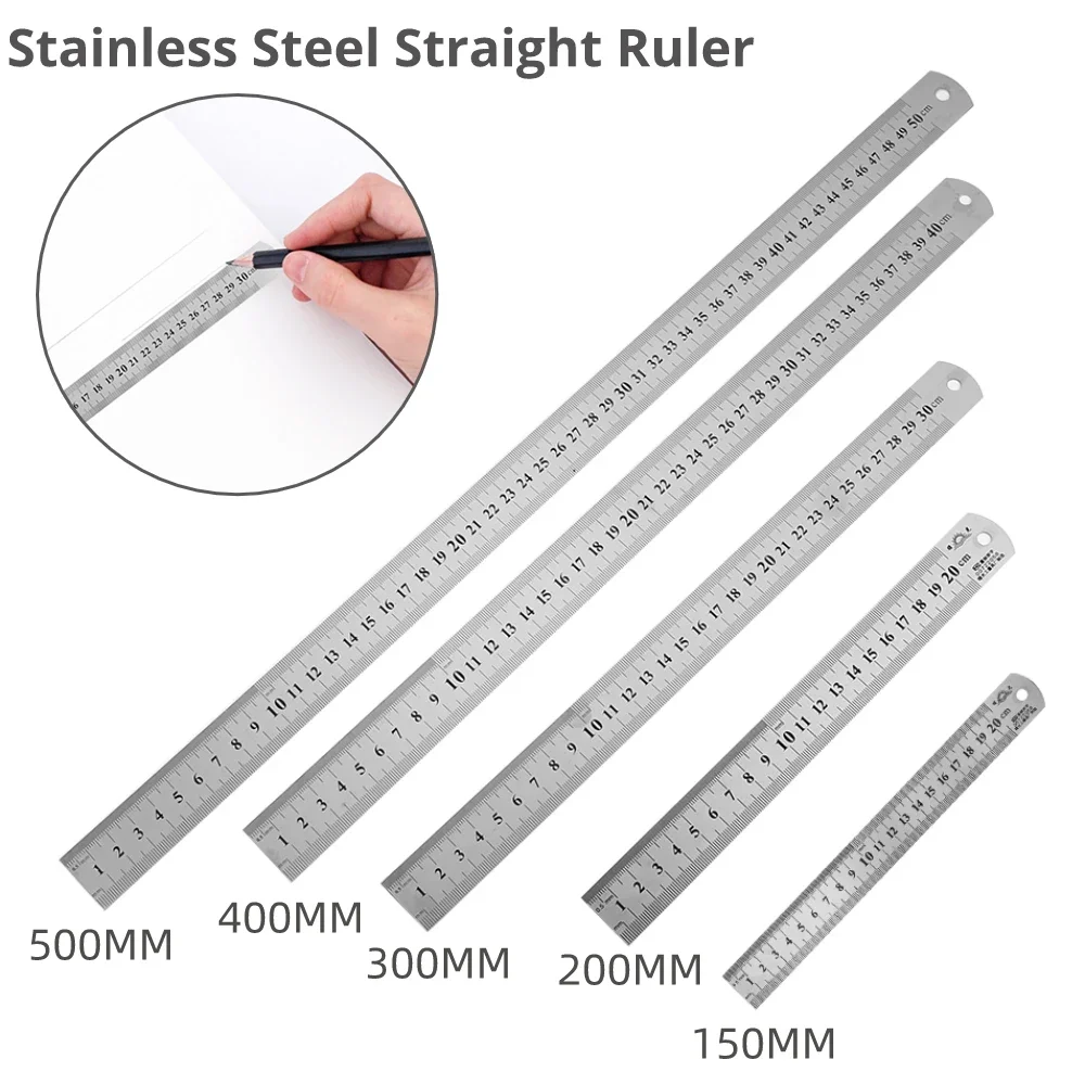 15/20/30/50CM Stainless Steel Straight Ruler Double Side Scale Ruler Precision Measuring Tools School Office Drafting Supplies