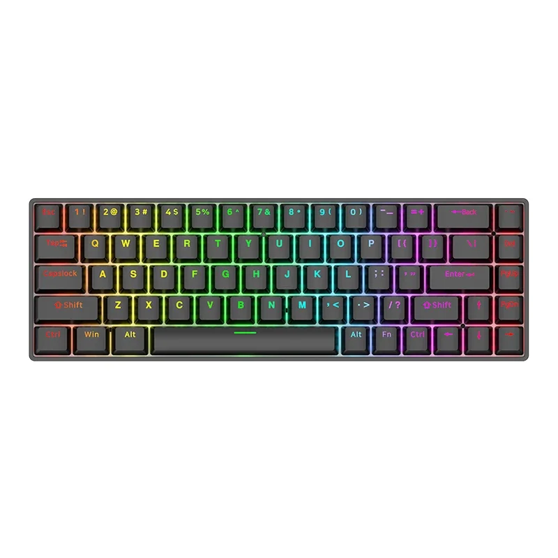 YYHC-Hot Sell Three-Mode Gaming Keyboard Wired RGB Backlit Mechanical Keyboard