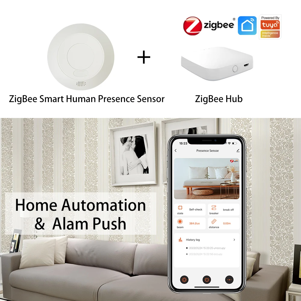 ZigBee3.0/Wifi 24G MmWave Radar Human Presence Motion Sensor For Light Switch Luminosity Detection 110/220V Tuya Smart Life Home