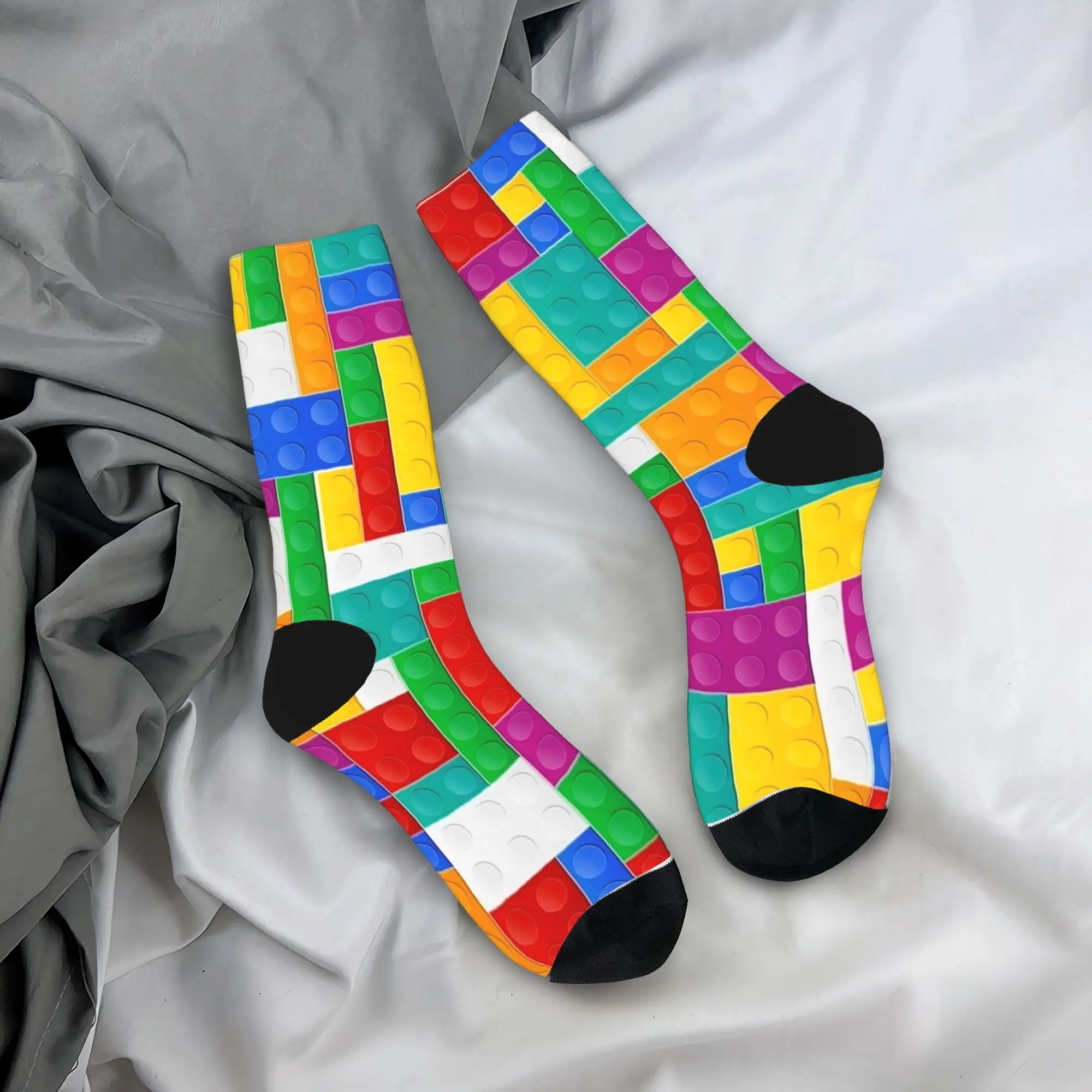 

Красочные строительные блоки, игрушки с принтом (2) чулки, носки для отдыха, качественные носки для взрослых и мужчин, зимние нескользящие носки с принтом для бега