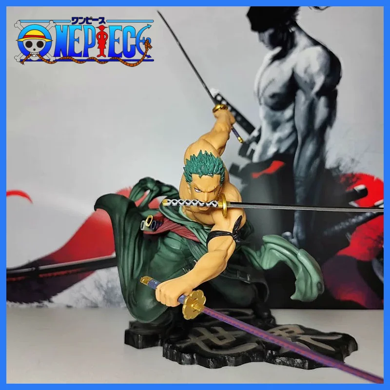 2024 New Newbandai One Piece Anime Peripherals Roronoa Zoro Figures Height 17.5cm Pvc Material Simulation Skin Children'S Toys