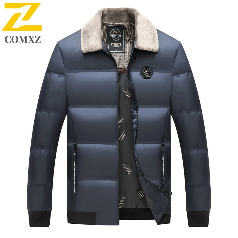 

COMXZ Stand Collar Versatile Padded Jacket 2025 Men Outdoor Trip Thick Warm Parka Pure Color Trekking Cold Proof Winter Clothing