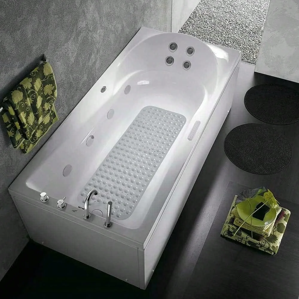 Bathtub Mat 40x16 Inch Large Size Dark Gray Shower Mat,Soft PVC Non Slip Bath Floor Mat With Suction Cup Bottom And Quick Drain Design,Pebble Surface Washable Tub Mat For Minimalist Bathroom Decor,Apartment And Daily Shower Use