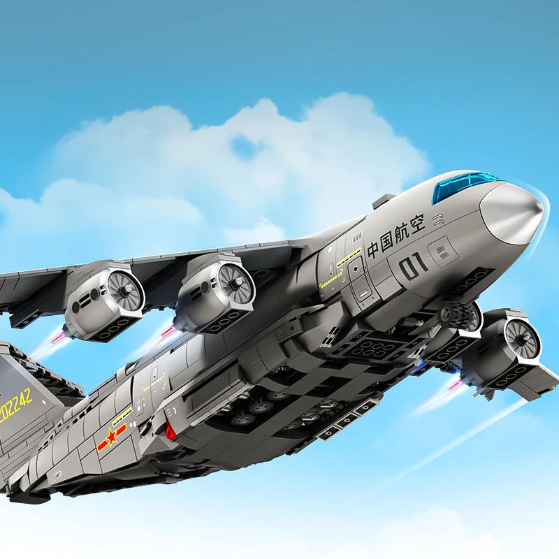 Military Y-20 Large Transport Aircraft Building Block Transport Aircraft Model Brick Soldier Weapon Toy Assembly Children's Gift