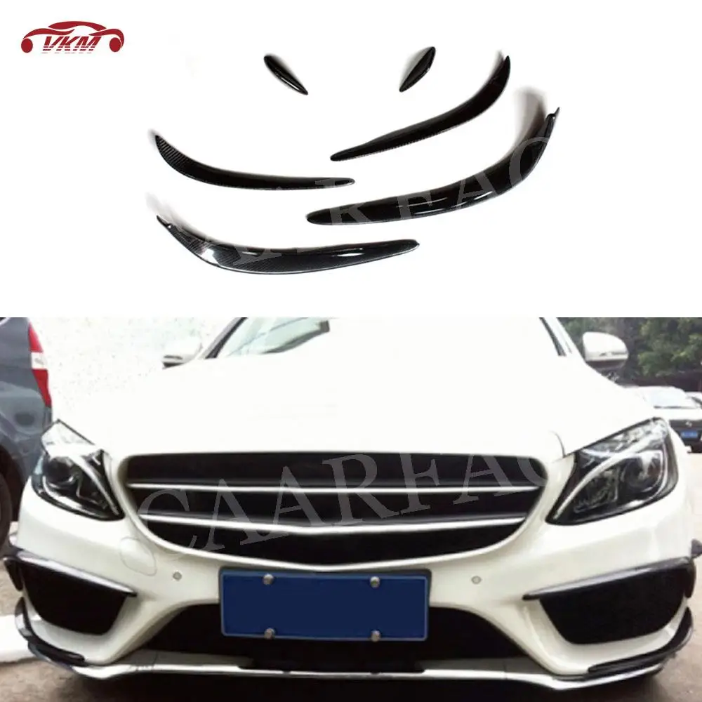 

Carbon Fiber Front Bumper Side Canards Splitter Fog lamp trims for Mercedes Benz C-Class W205 C63 AMG C200 C260 2015-2017