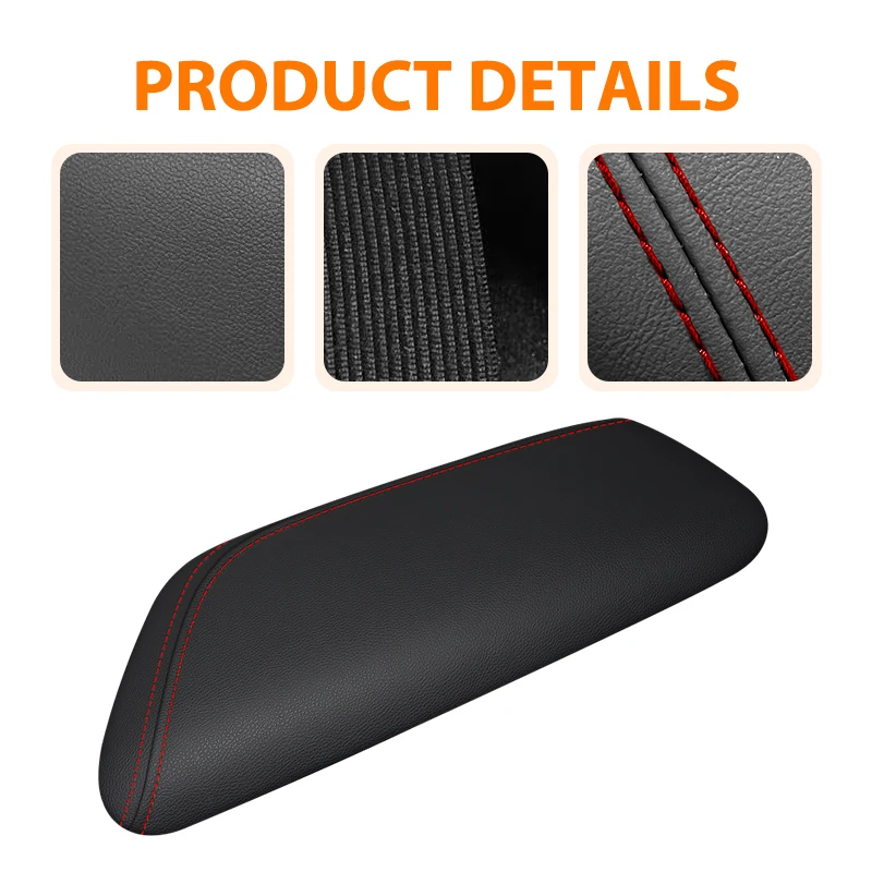 Center Console Lid Armrest Cover Pad Car Armrest Box Interior Accessories PU Black/Red Leather Cover for Toyota Camry 2018-2023
