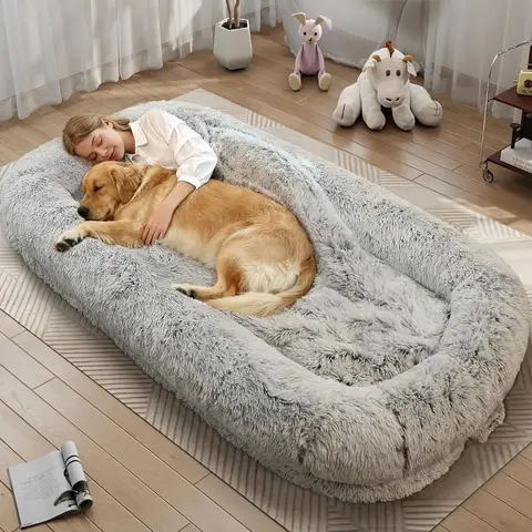 Human Dog Bed for Adults, 46 x 10 x 76 Long Human Size Dog Bed, Removable Cover, Orthopedic Design