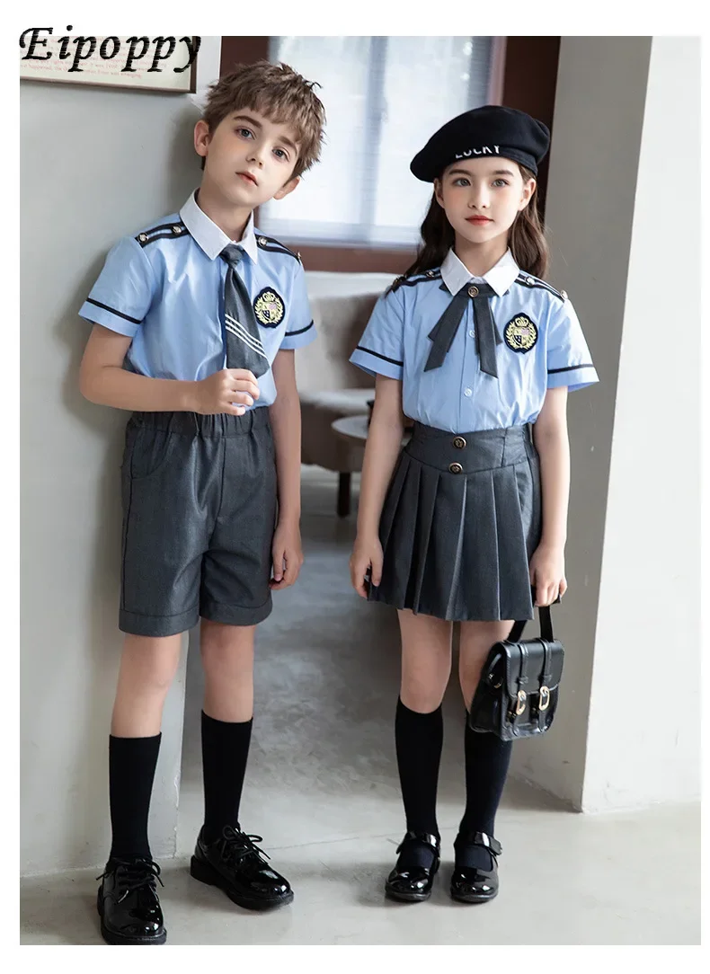 Primary School Uniform Suit Business Attire Summer College British Style Children's Photography Graduation Dress