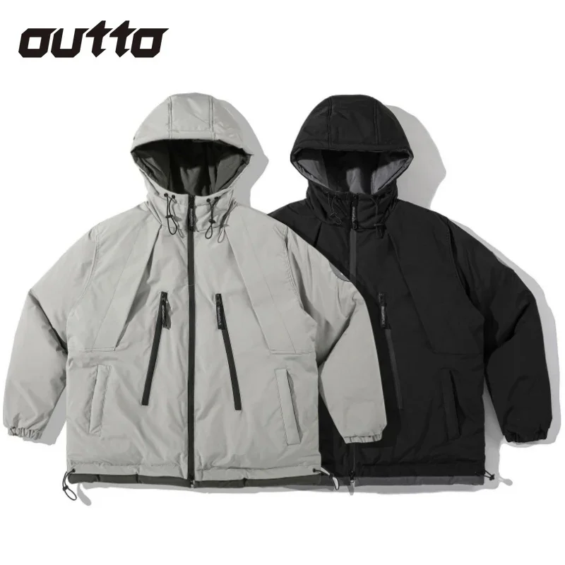 

Men Multi-pocket Contrasting Cotton Jacket Autumn Winter Warm Outdoor Climbing Coat Windproof Hiking Hooded Jackets Male