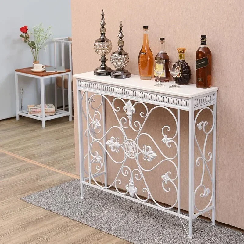 European Wrought Iron Console Tables Decoration Desk Modern Living Room Furniture Entrance Console Home Corridor Wall Shelf