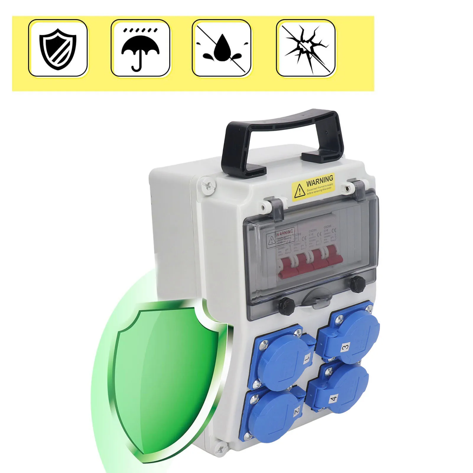 boite-de-prise-industrielle-mobile-4-x-16a-200-250v-distributeur-d'alimentation-portatif-etanche-resistant-au-pc-pour-les-cours