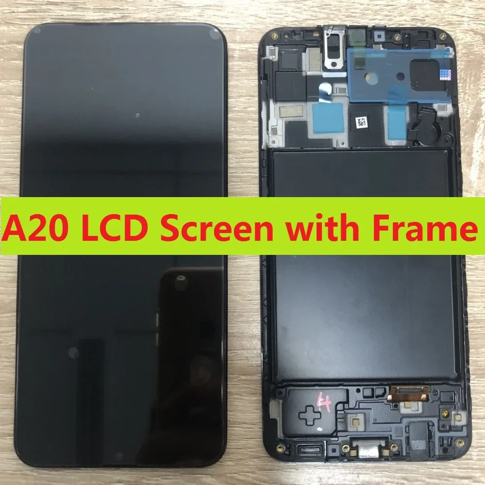 Tested For Samsung Galaxy A20 A205 SM-A205F A205FN A205F/DS A205M Touch Screen Digitizer LCD Display Sensor Assembly With Frame