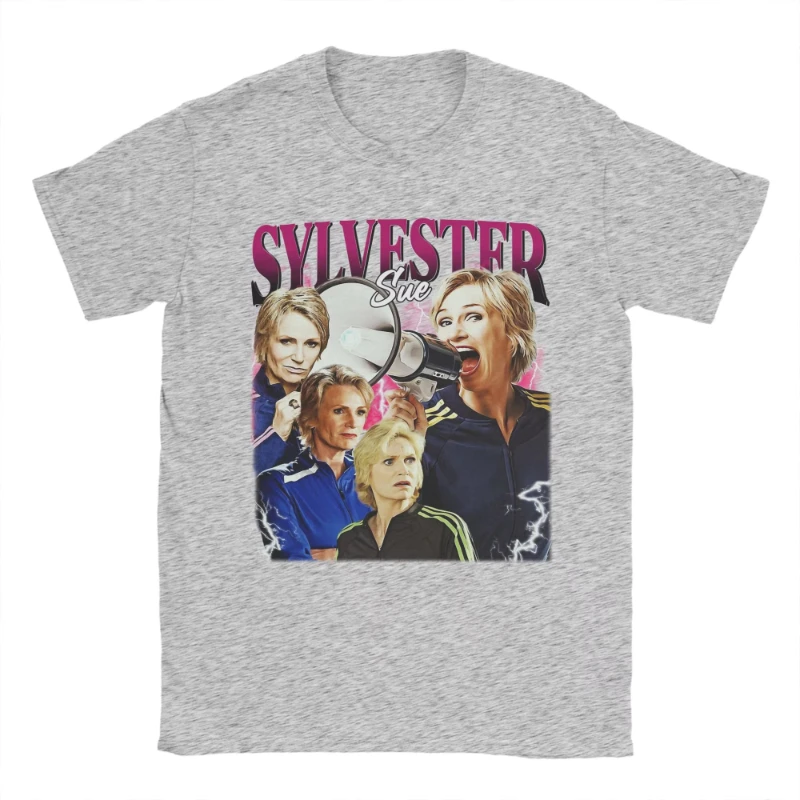 Vintage Sue Sylvester Glee T-Shirt for Men O Neck  Cotton T Shirt Short Sleeve Tees Graphic Printed Clothing