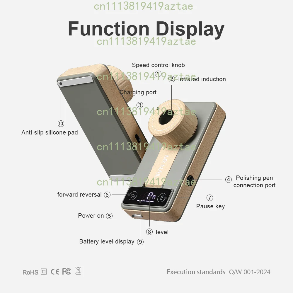 Cordless Brushless Nail Drill Machine, 30000RPM High Speed Low Vibration Rechargeable Professional Electric Nail File
