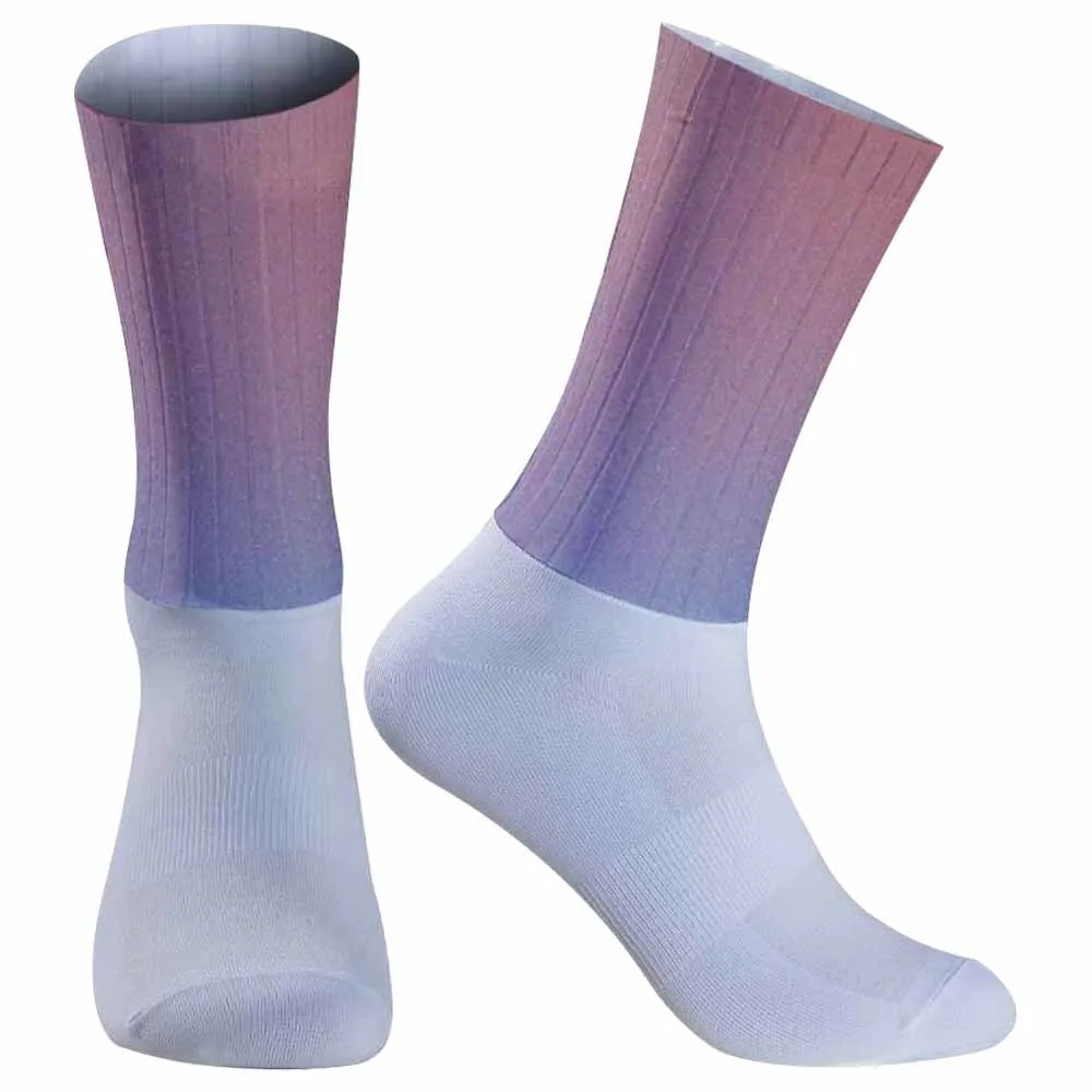 Professional Compression Cycling Socks Blue Purple patterned socks 2024 New Breathable Road Bicycle Socks