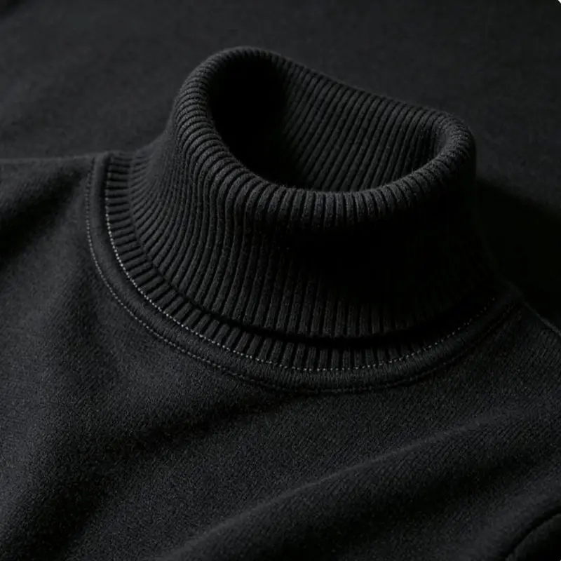 New Mens Knitted Sweaters Solid Color Turtleneck Breathable Pullovers Warm Outdoor Basic Streetwear Autumn Business Tops