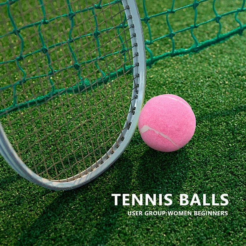 6 Buah Pak Bola Tenis Merah Muda Bola Latihan Elastis Tahan Aus 66Mm Bola Tenis Latihan Pemula Wanita untuk Klub