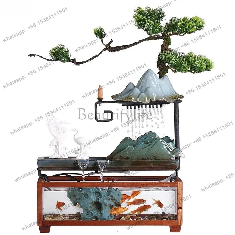 Ecological Cycle, Flowing Water Makes Money, Small Fish Tank, Living Room, Office Desktop Creative Ornament