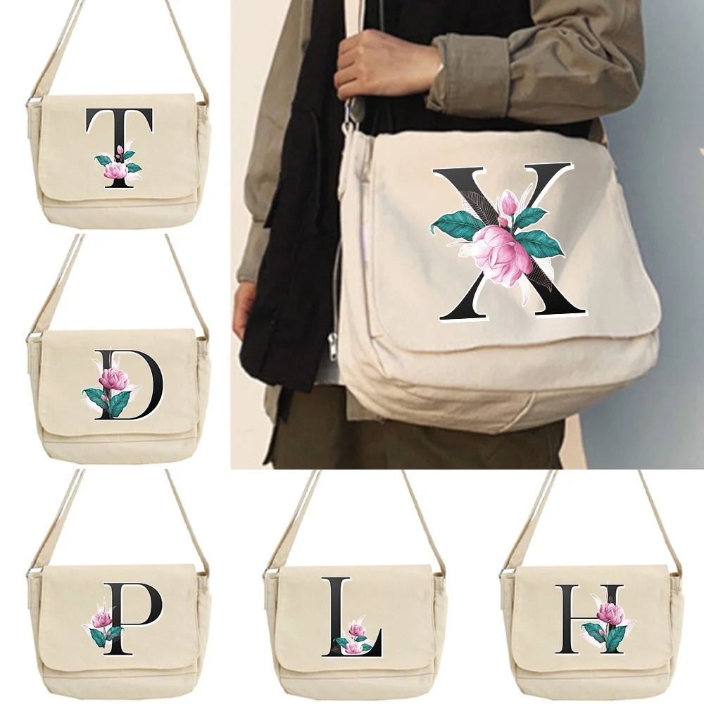 

Новая простая сумка-мессенджер ese, корейская холщовая сумка с буквенным принтом WhitemarbleI, студенческие водонепроницаемые сумки через плечо для женщин, ранцы