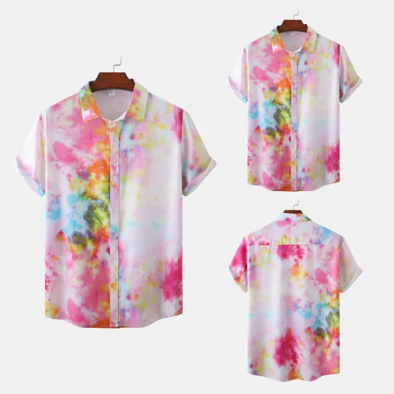 Harajuku Stil Tie-Dye-Shirt Unisex Kurzarm hemden Strand urlaub Hawaii Casual Cardigan