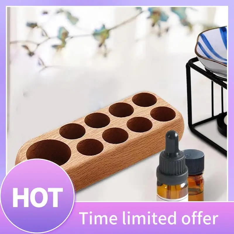 

B69C Wooden Essential Oil Display Stand For 5Ml 10Ml Bottle 9 Holes Cosmetic Organizer Rack Rectangle Organizer