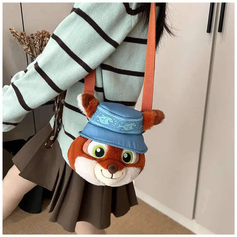 Plecak pluszowy Zootopia 2 Nick Wilde Judy Hopps z kapeluszem, duża głowa, torba na ramię, torba crossbody, przenośna torba podróżna